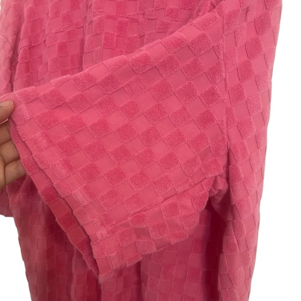 Bailey Rose Pink Checkered Terry Shirt large beach summer spring oversized - Picture 10 of 11